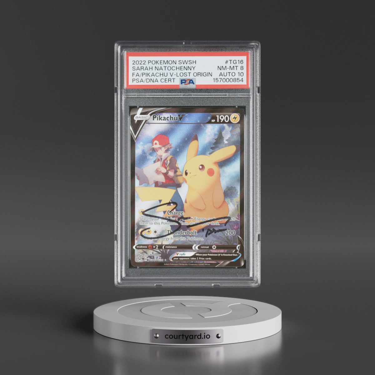 2022 Pokémon Sword & Shield Lost Origin #TG16 Pikachu V - Holo Full Art (PSA 8 NM-MT)