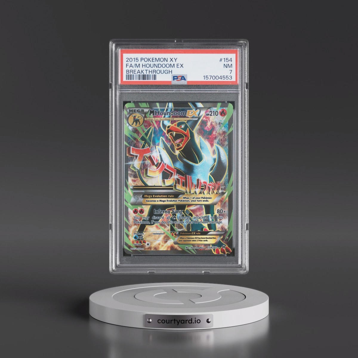 2015 Pokémon XY Breakthrough #154 M Houndoom EX - Holo Full Art (PSA 7 NM)