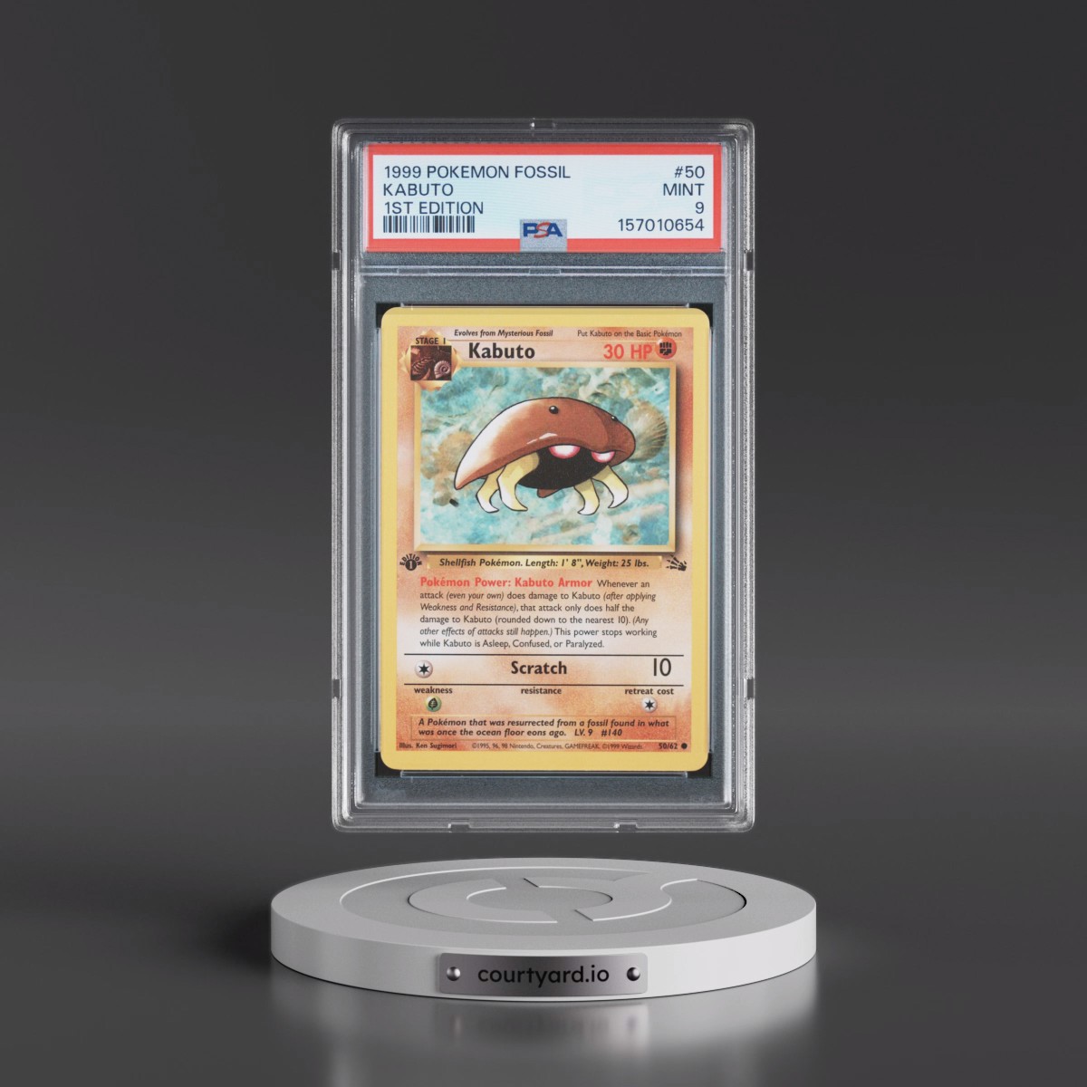 1999 Pokémon Fossil #50 Kabuto - 1st Edition (PSA 9 MINT)