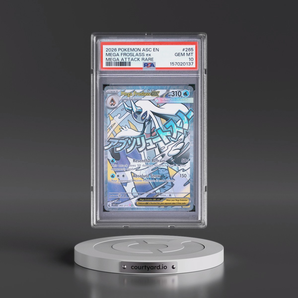 2026 Pokémon Asc EN-Ascended Heroes #265 Mega Froslass EX - Holo Mega Attack Rare (PSA 10 GEM MINT)