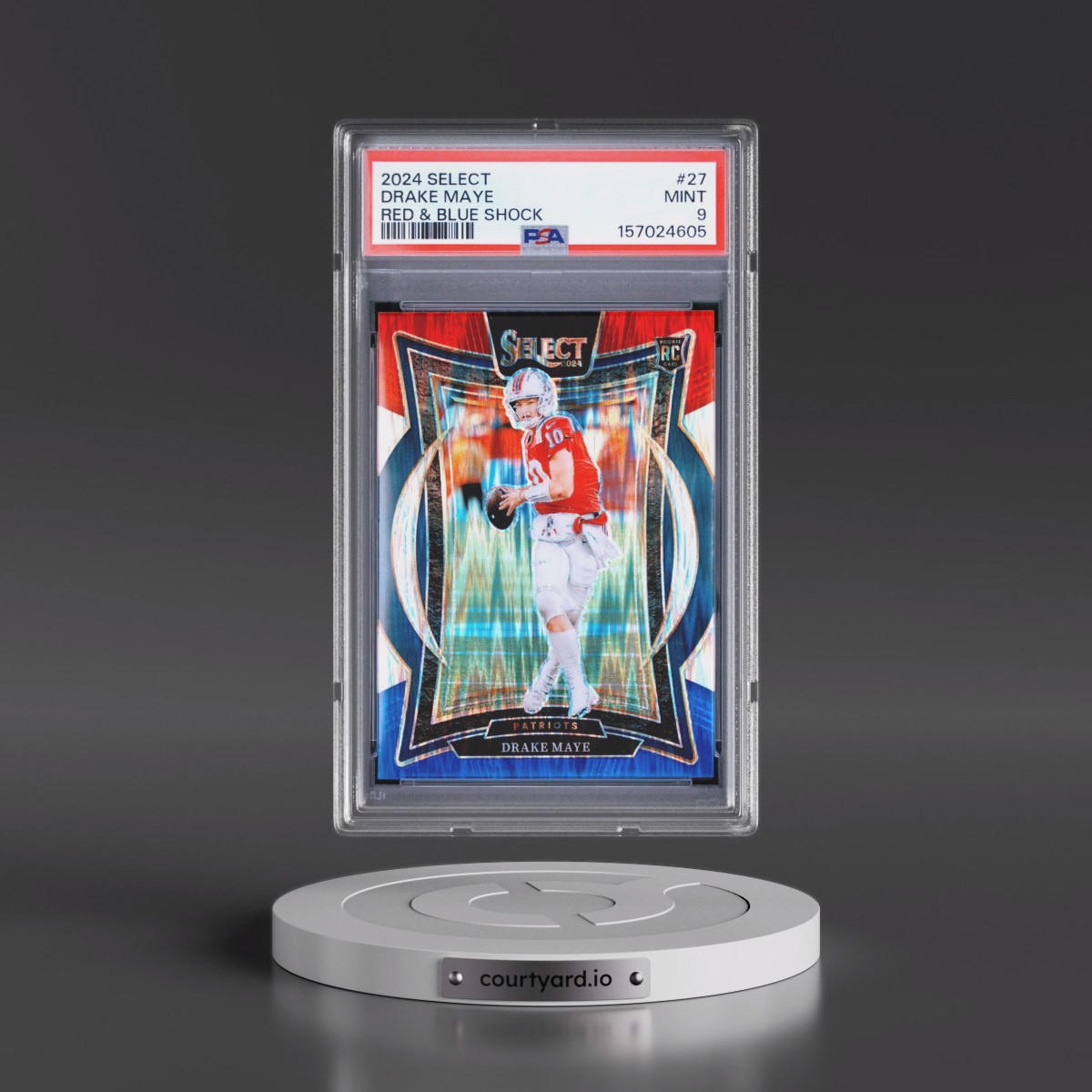 2024 Panini Select #27 Drake Maye - Red & Blue Shock (PSA 9 MINT)