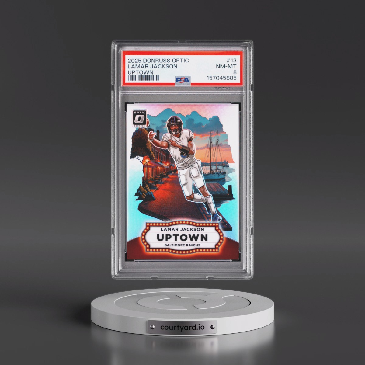 2025 Panini Donruss Optic Uptown Lamar Jackson #13 PSA 8