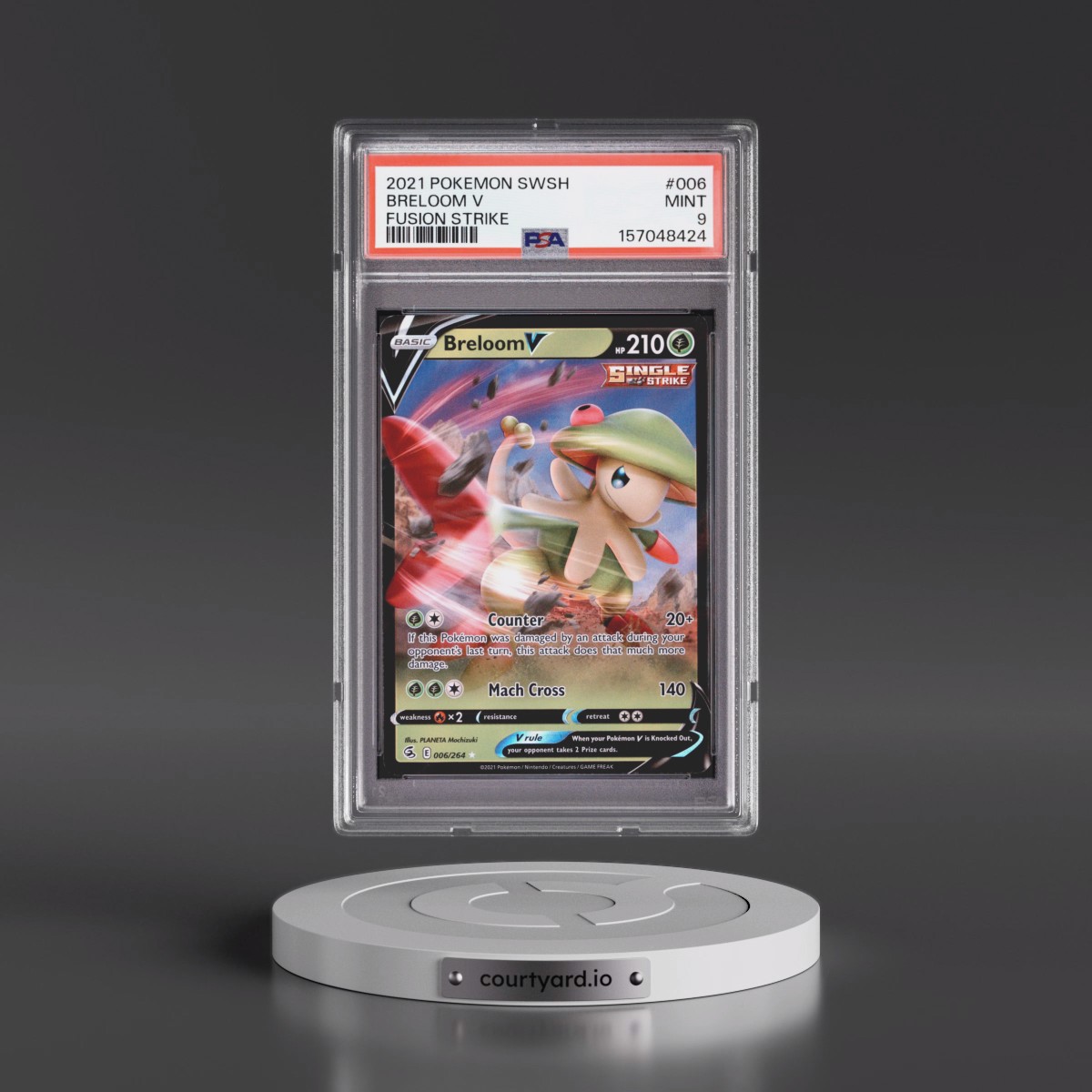 2021 Pokémon Sword & Shield Fusion Strike #006 Breloom V - Holo (PSA 9 MINT)