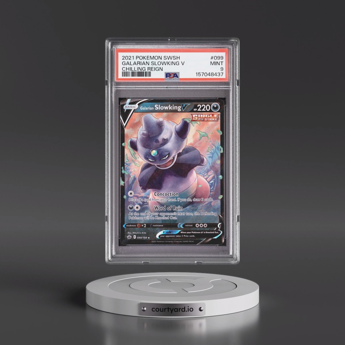 2021 Pokémon Sword & Shield Chilling Reign #099 Galarian Slowking V - Holo (PSA 9 MINT)
