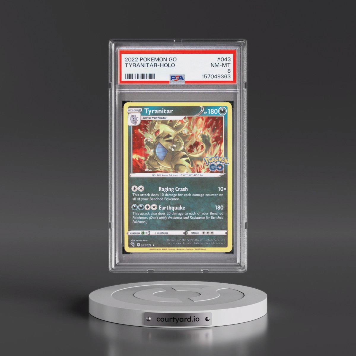 2022 Pokémon Go #043 Tyranitar - Holo (PSA 8 NM-MT)