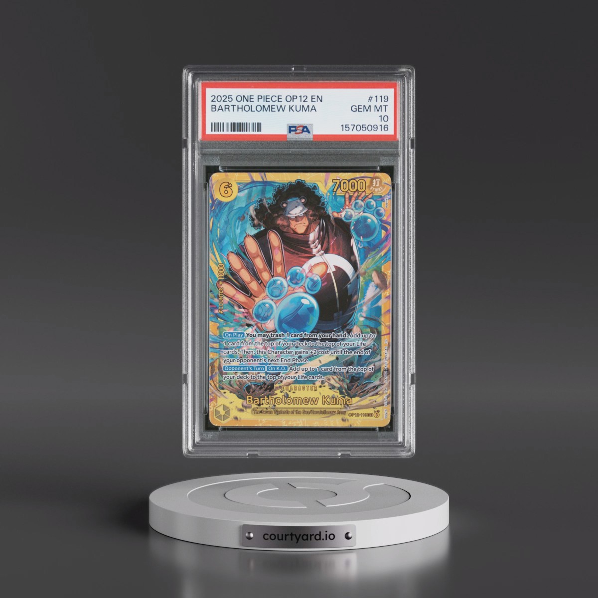 2025 One Piece OP12-Legacy of the Master #119 Bartholomew Kuma (PSA 10 GEM MINT)