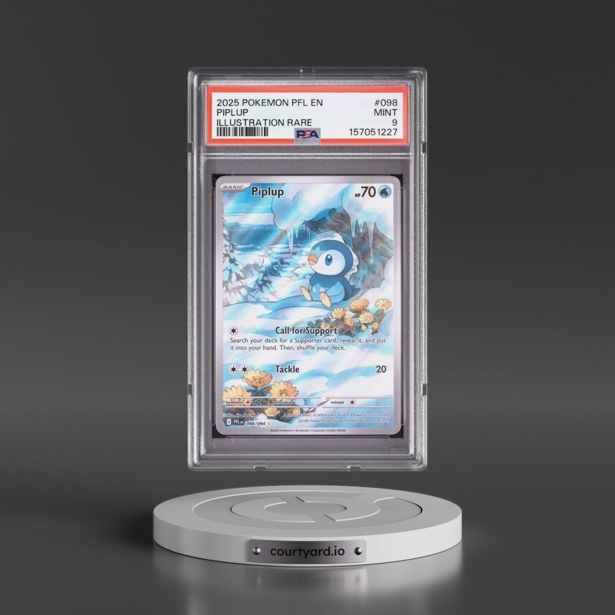 2025 Pokémon Pfl EN-Phantasmal Flames #098 Piplup - Illustration Rare (PSA 9 MINT)