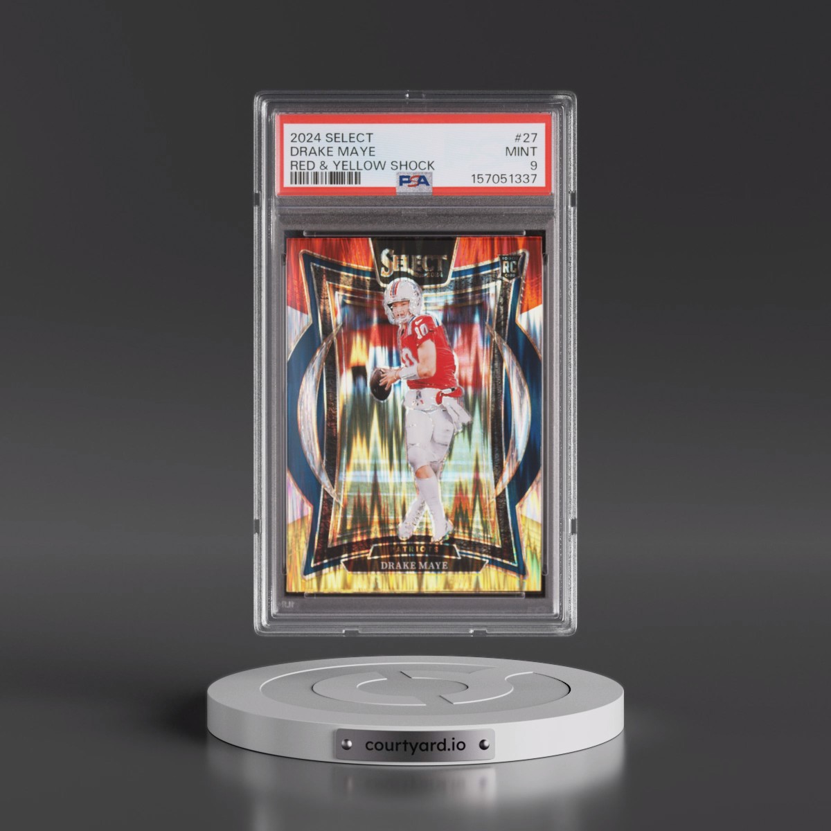 2024 Panini Select #27 Drake Maye - Red & Yellow Shock (PSA 9 MINT)