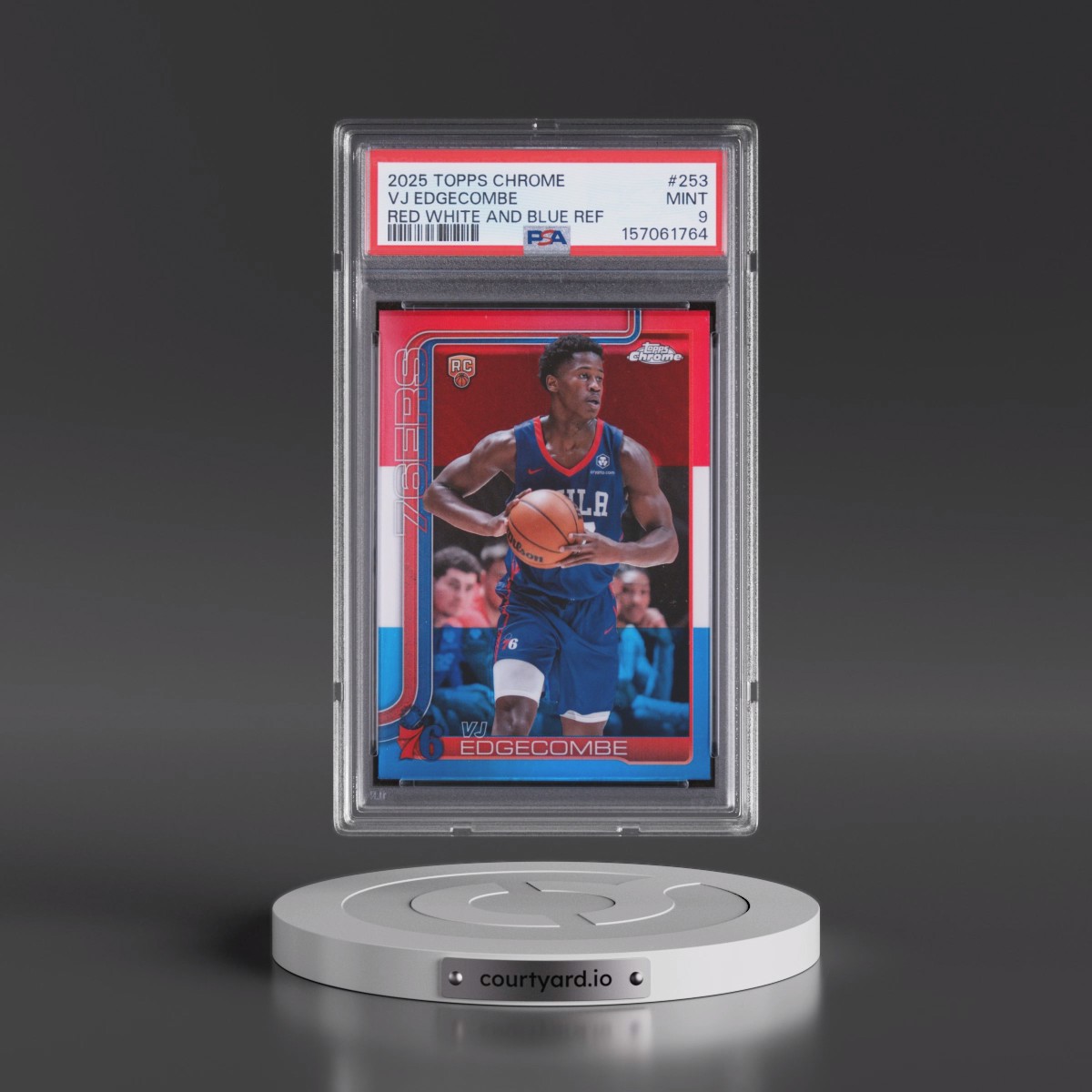 2025 Topps Chrome #253 VJ Edgecombe - Red White and Blue Refractor (PSA 9 MINT)