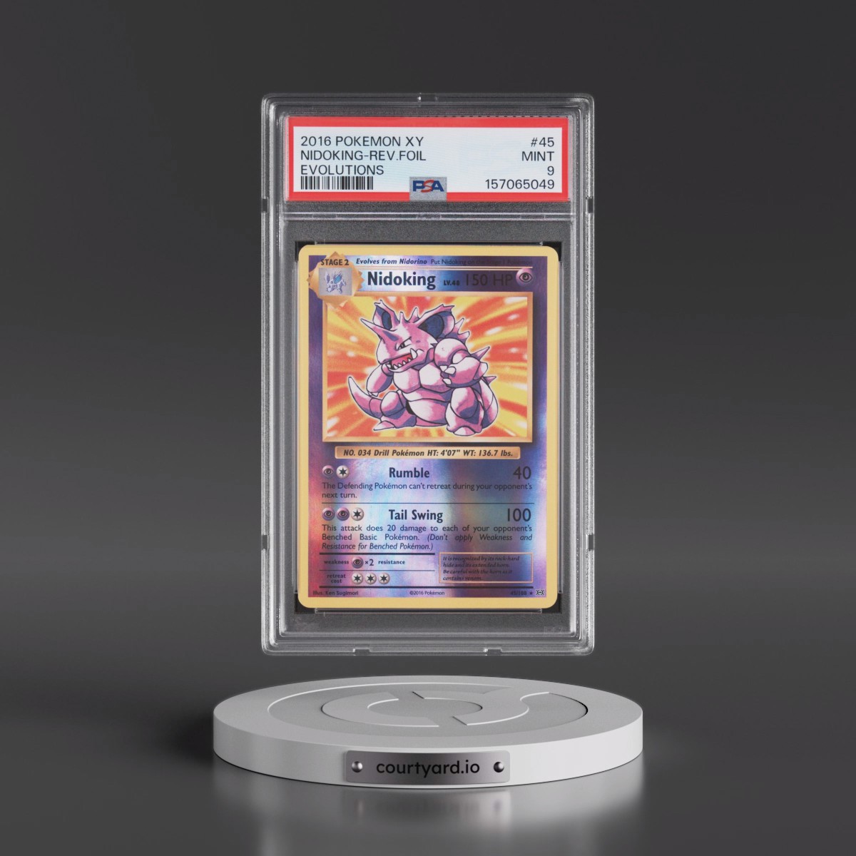 2016 Pokémon XY Evolutions #45 Nidoking - Reverse Foil (PSA 9 MINT)