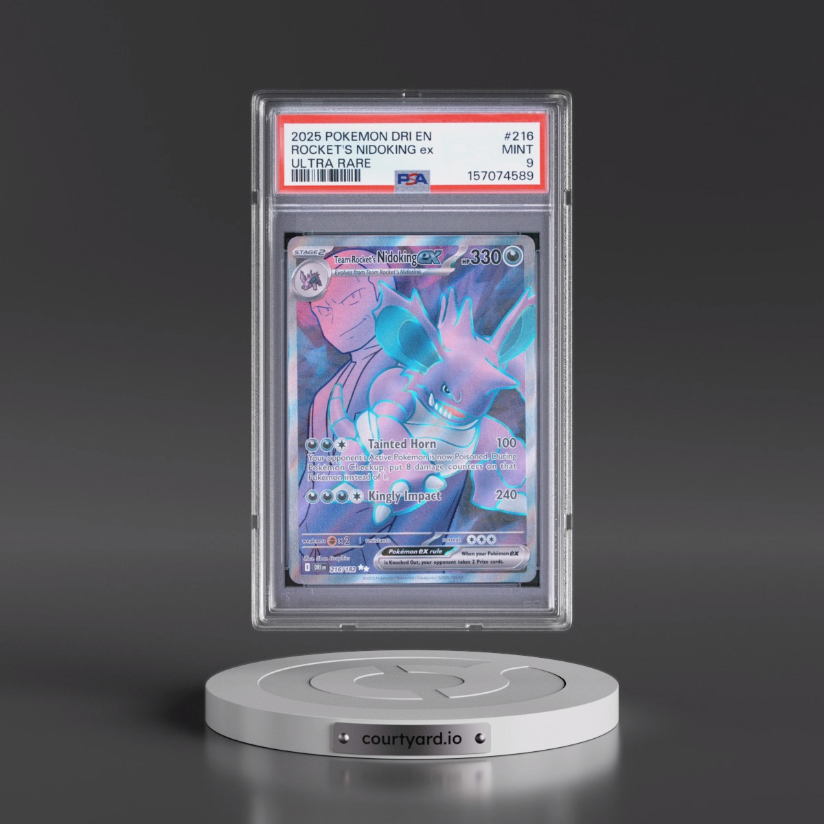 2025 Pokémon Dri EN-Destined Rivals #216 Team Rocket's Nidoking EX - Holo Ultra Rare (PSA 9 MINT)