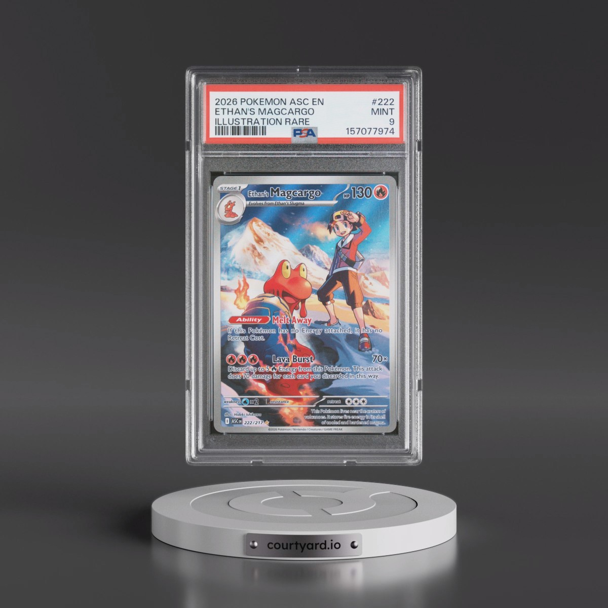 2026 Pokémon Asc EN-Ascended Heroes #222 Ethan's Magcargo - Illustration Rare (PSA 9 MINT)