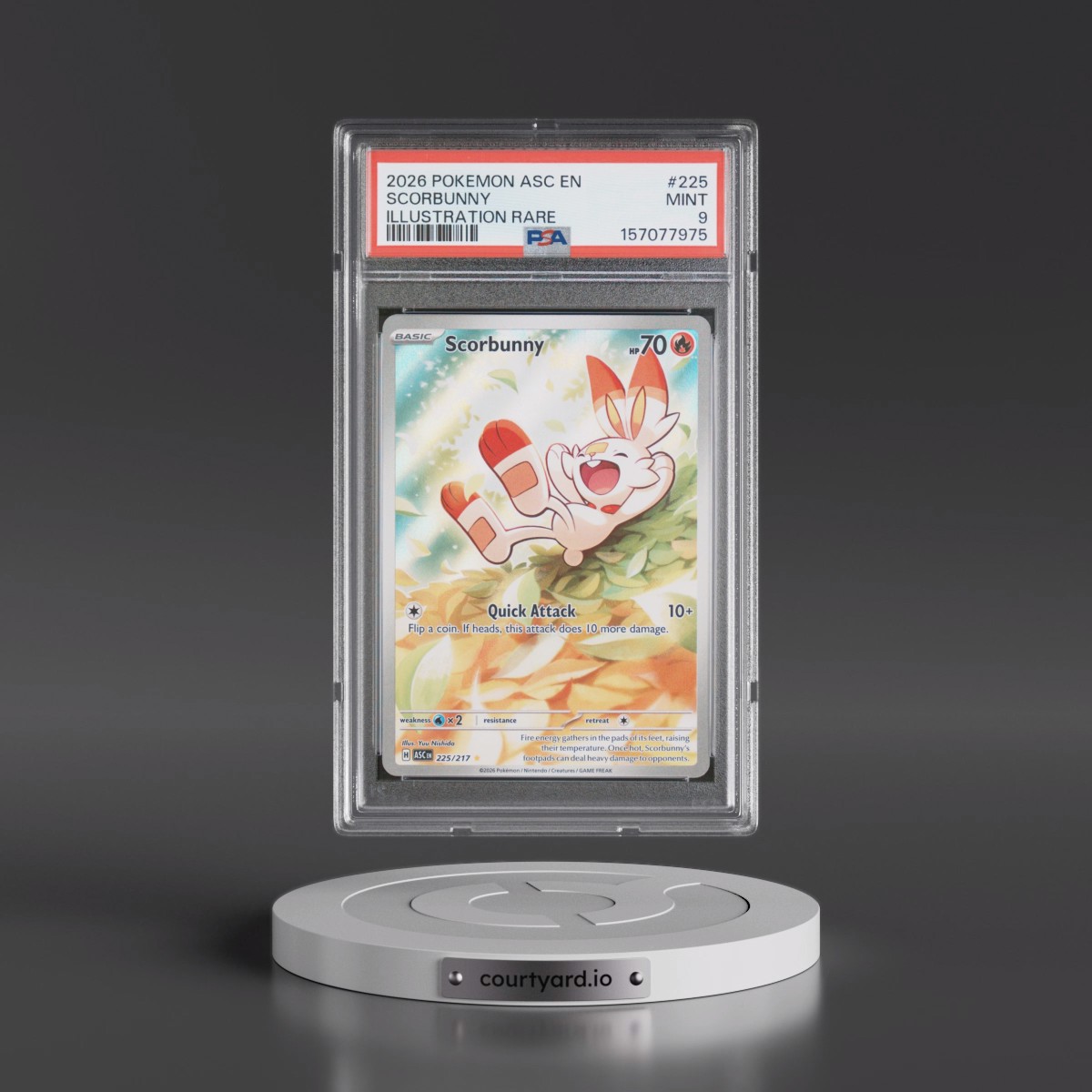 2026 Pokémon Asc EN-Ascended Heroes #225 Scorbunny - Illustration Rare (PSA 9 MINT)