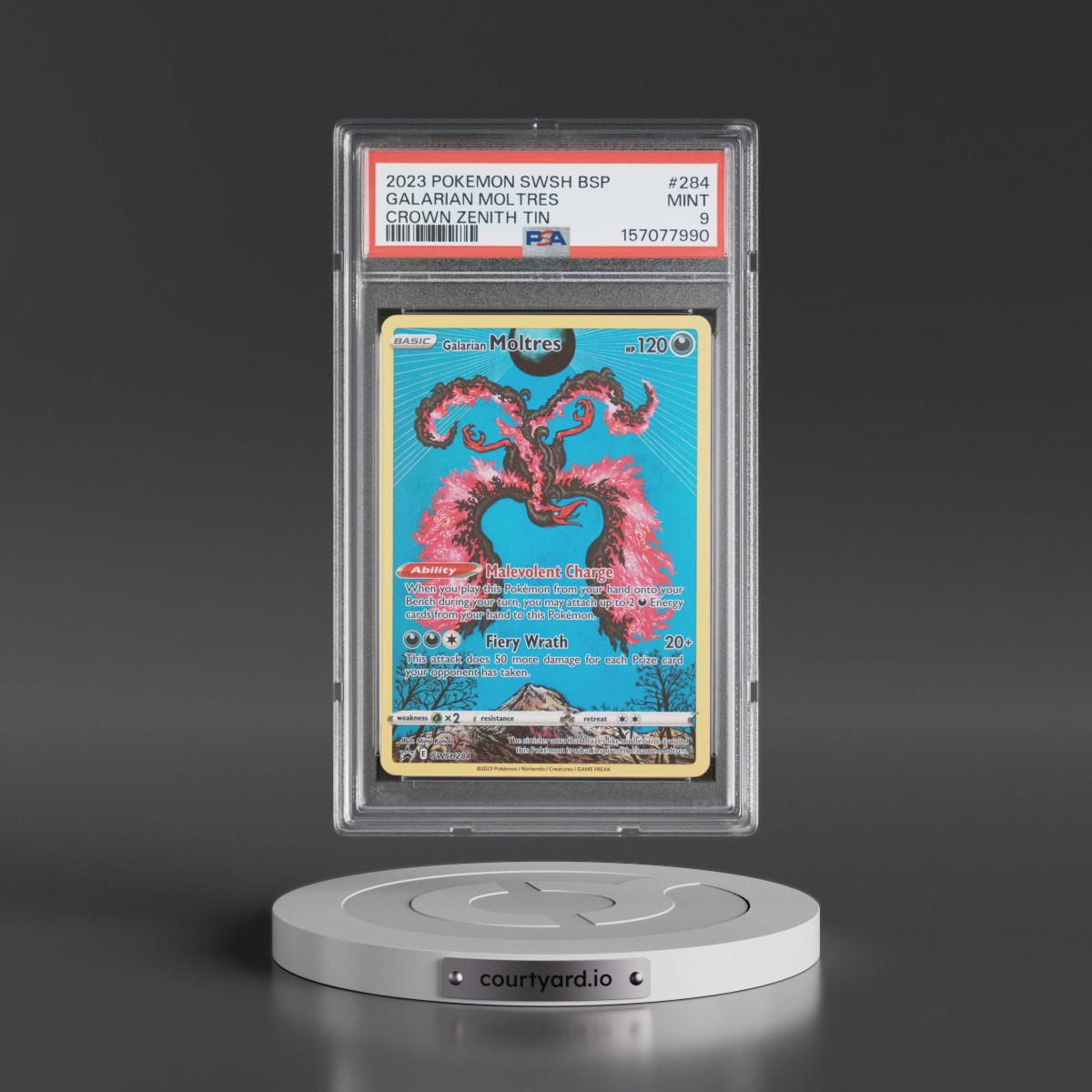 2023 Pokémon Swsh Black Star Promo #284 Galarian Moltres - Crown Zenith Tin (PSA 9 MINT)