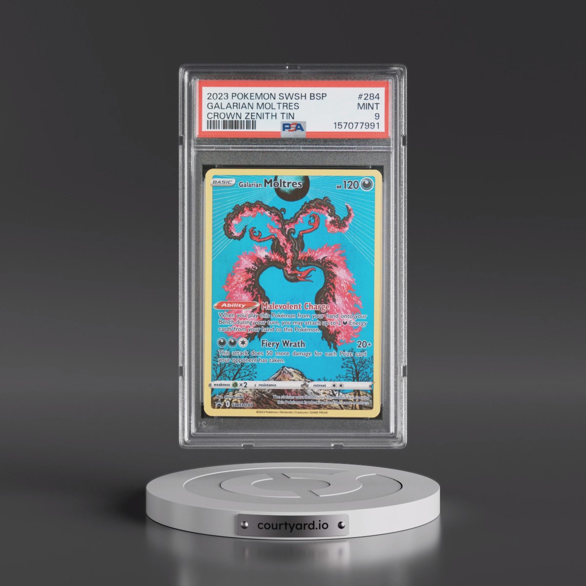 2023 Pokémon Swsh Black Star Promo #284 Galarian Moltres - Crown Zenith Tin (PSA 9 MINT)