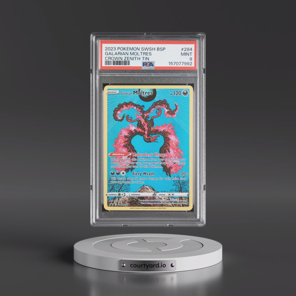 2023 Pokémon Swsh Black Star Promo #284 Galarian Moltres - Crown Zenith Tin (PSA 9 MINT)