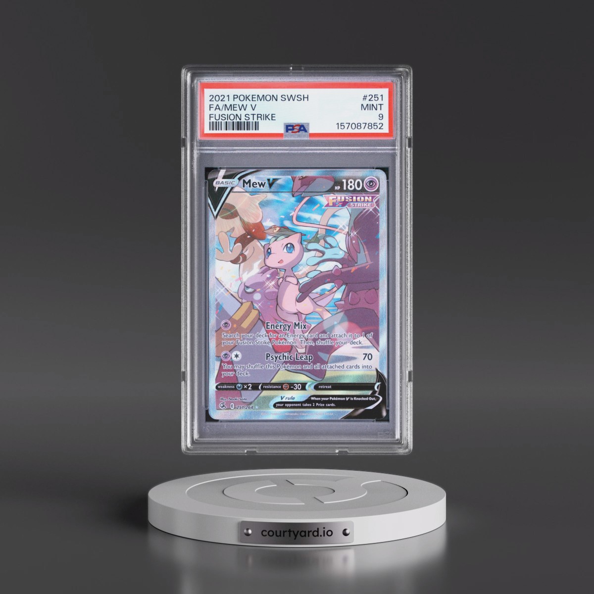 2021 Pokémon Sword & Shield Fusion Strike #251 Mew V - Holo Full Art (PSA 9 MINT)