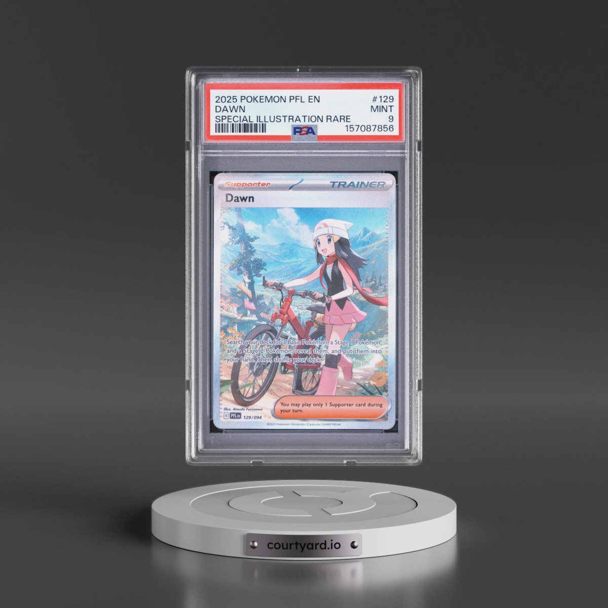 2025 Pokémon Pfl EN-Phantasmal Flames #129 Dawn - Special Illustration Rare (PSA 9 MINT)