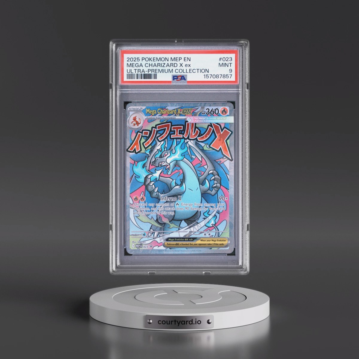 2025 Pokémon Mep EN-Me Black Star Promo #023 Mega Charizard X EX - Holo Mega Charizard X EX Ultra-Premium Collection (PSA 9 MINT)