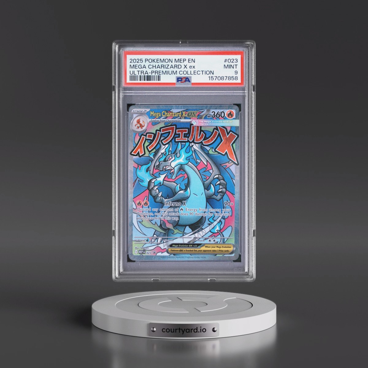 2025 Pokémon Mep EN-Me Black Star Promo #023 Mega Charizard X EX - Holo Mega Charizard X EX Ultra-Premium Collection (PSA 9 MINT)