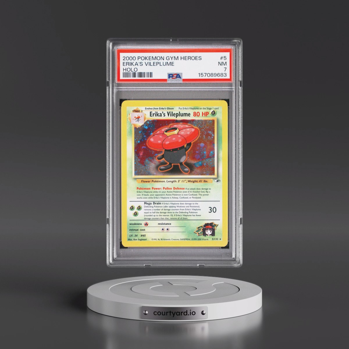 2000 Pokémon Gym Heroes #5 Erika's Vileplume - Holo (PSA 7 NM)