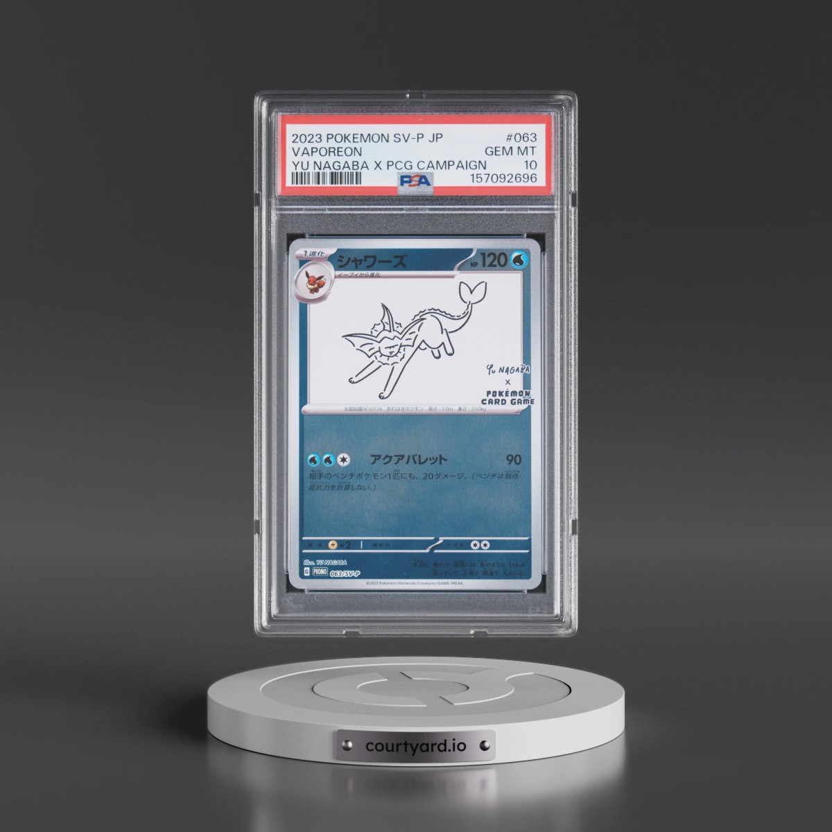 2023 Pokémon SV-P Promo #063 Vaporeon - YU Nagaba X Pokemon Card Game Campaign (PSA 10 GEM MINT)
