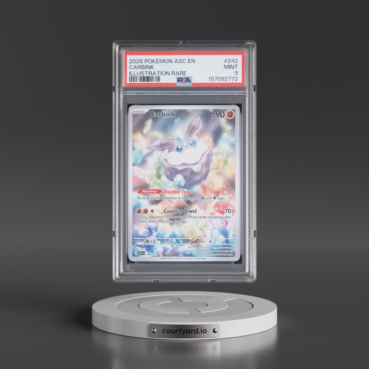 2026 Pokémon Asc EN-Ascended Heroes #242 Carbink - Illustration Rare (PSA 9 MINT)