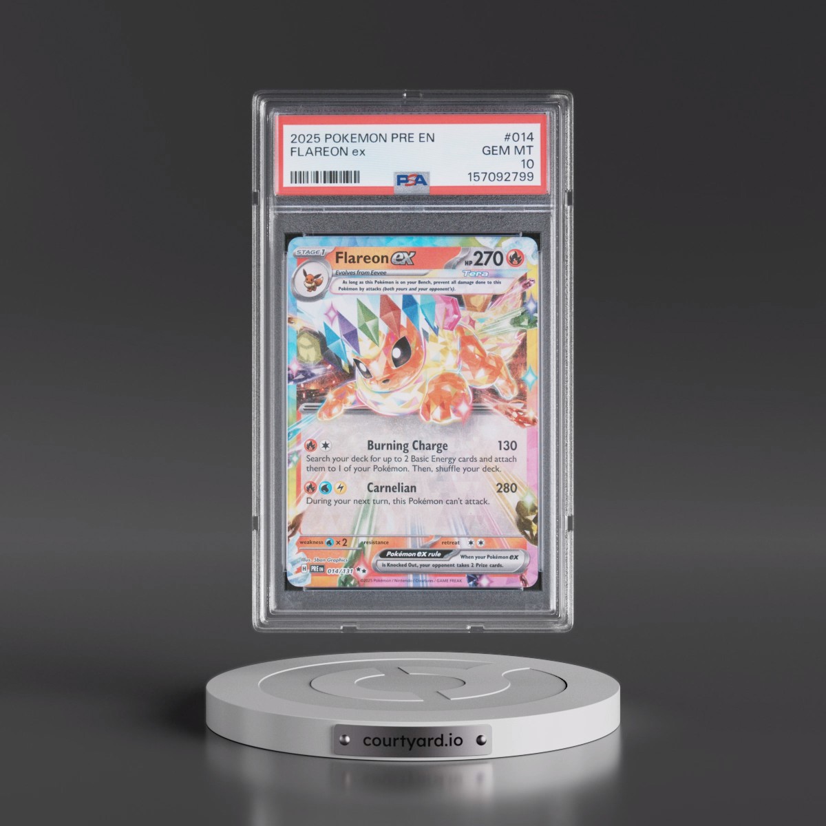 2025 Pokémon Pre EN-Prismatic Evolutions #014 Flareon EX - Holo (PSA 10 GEM MINT)