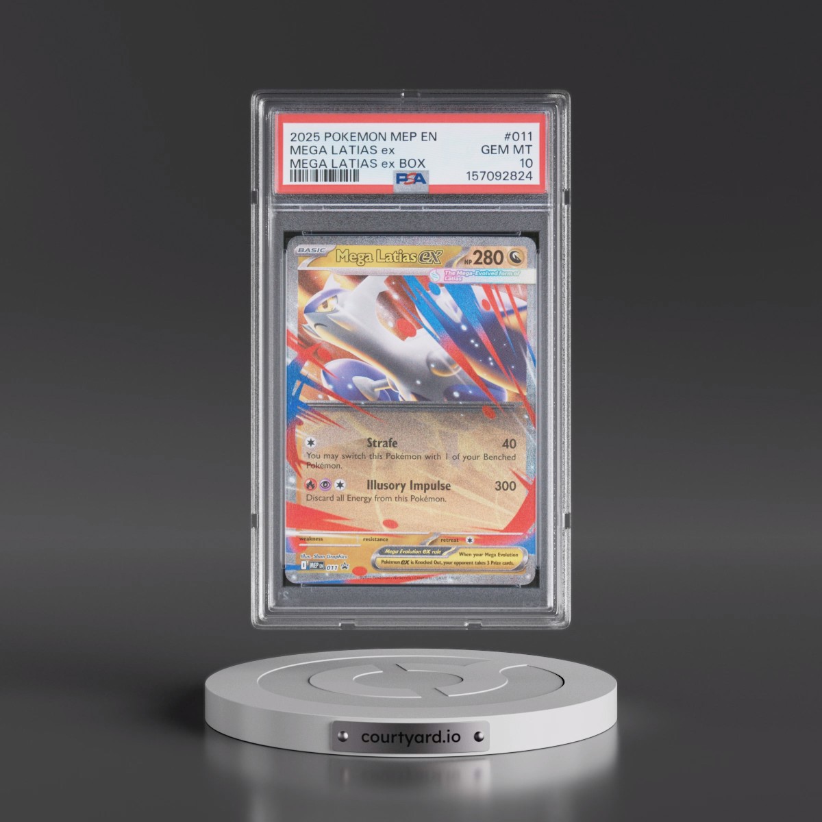2025 Pokémon Mep EN-Me Black Star Promo #011 Mega Latias EX - Holo Mega Latias EX Box (PSA 10 GEM MINT)