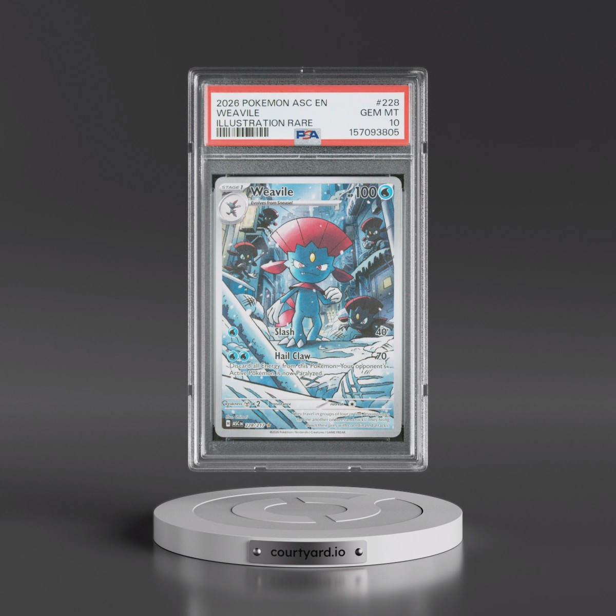 2026 Pokémon Asc EN-Ascended Heroes #228 Weavile - Illustration Rare (PSA 10 GEM MINT)