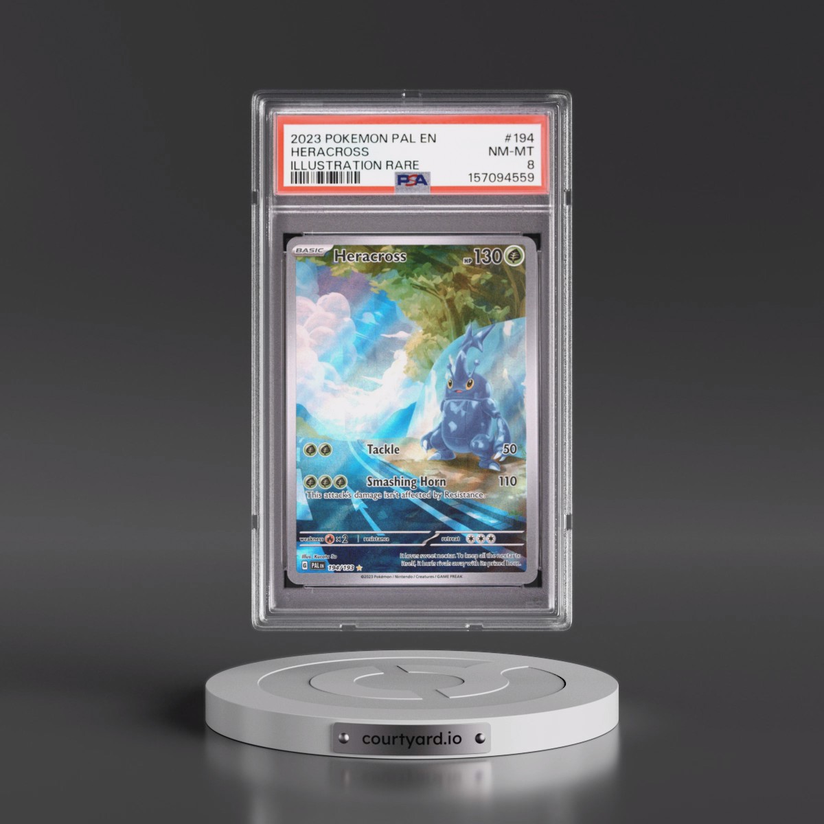 2023 Pokémon Pal EN-Paldea Evolved #194 Heracross - Illustration Rare (PSA 8 NM-MT)