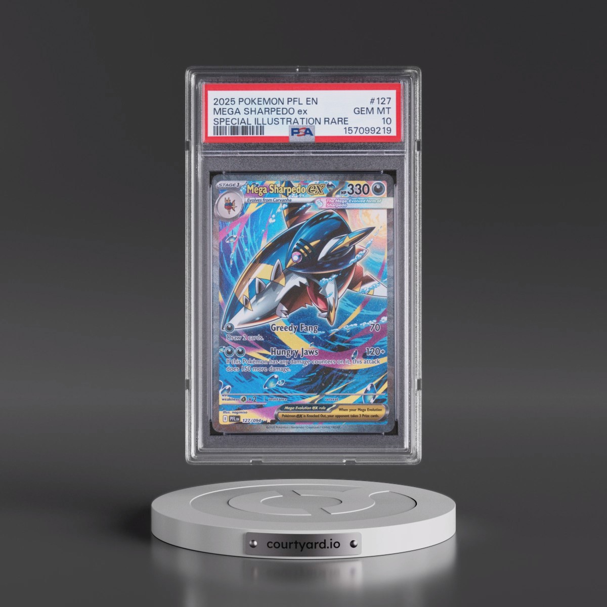 2025 Pokémon Pfl EN-Phantasmal Flames #127 Mega Sharpedo EX - Holo Special Illustration Rare (PSA 10 GEM MINT)