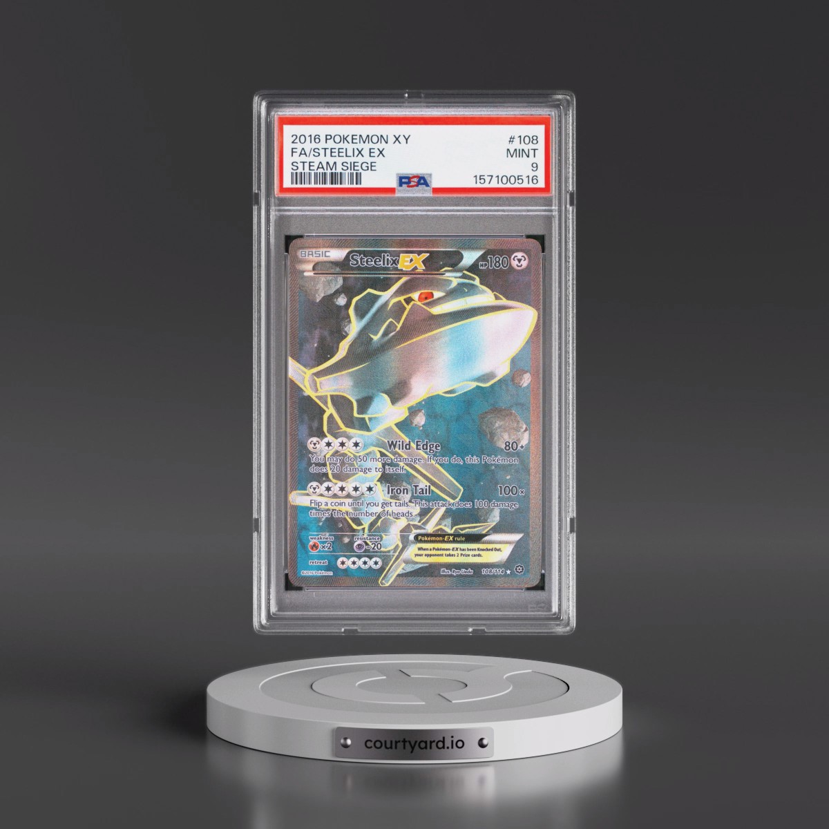 2016 Pokémon XY Steam Siege #108 Steelix EX - Holo Full Art (PSA 9 MINT)