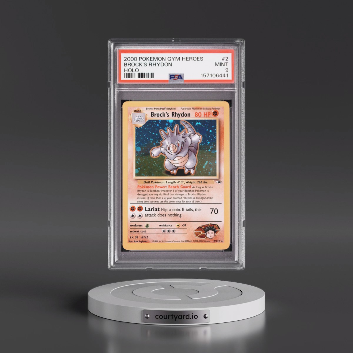 2000 Pokémon Gym Heroes #2 Brock's Rhydon - Holo (PSA 9 MINT)