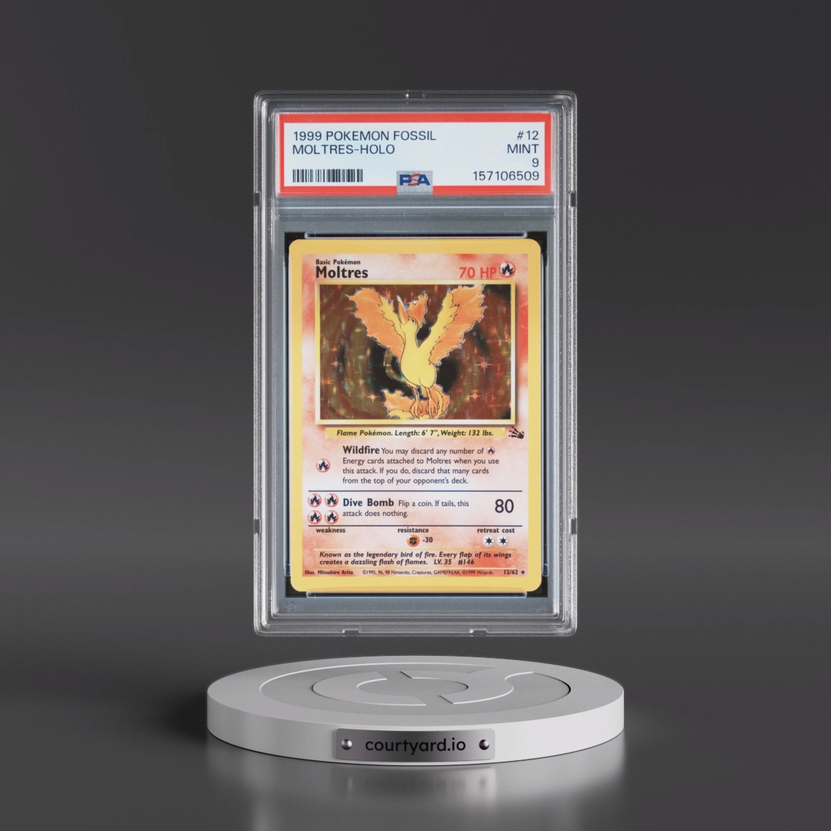 1999 Pokémon Fossil Moltres - Holo #12 PSA 9