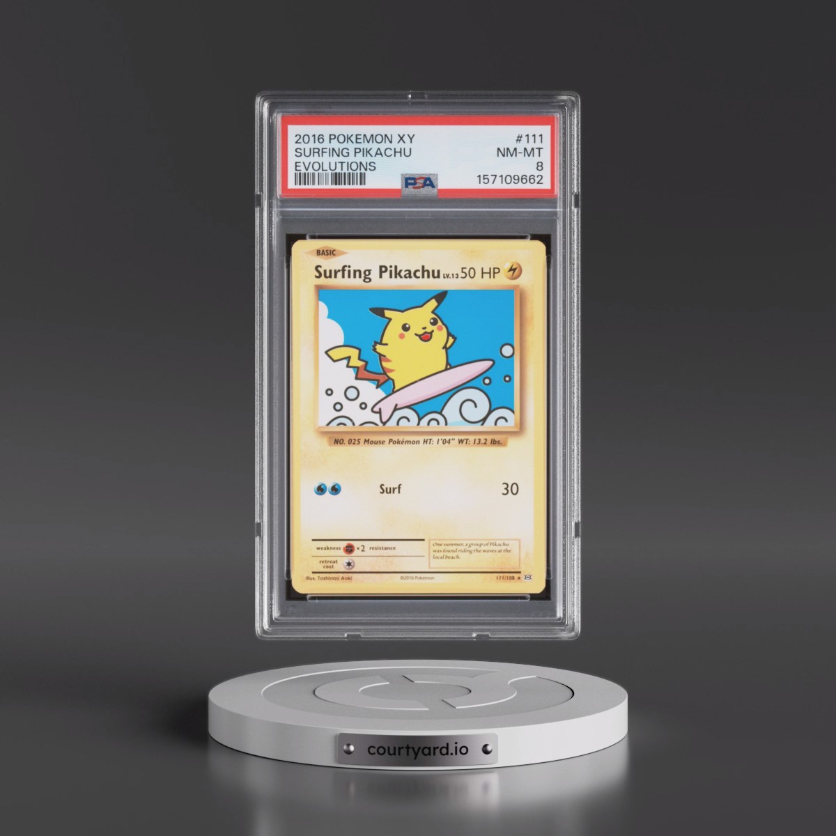 2016 Pokémon XY Evolutions #111 Surfing Pikachu (PSA 8 NM-MT)