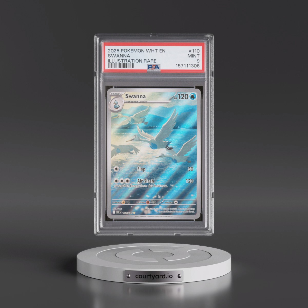 2025 Pokémon Wht EN-White Flare #110 Swanna - Illustration Rare (PSA 9 MINT)
