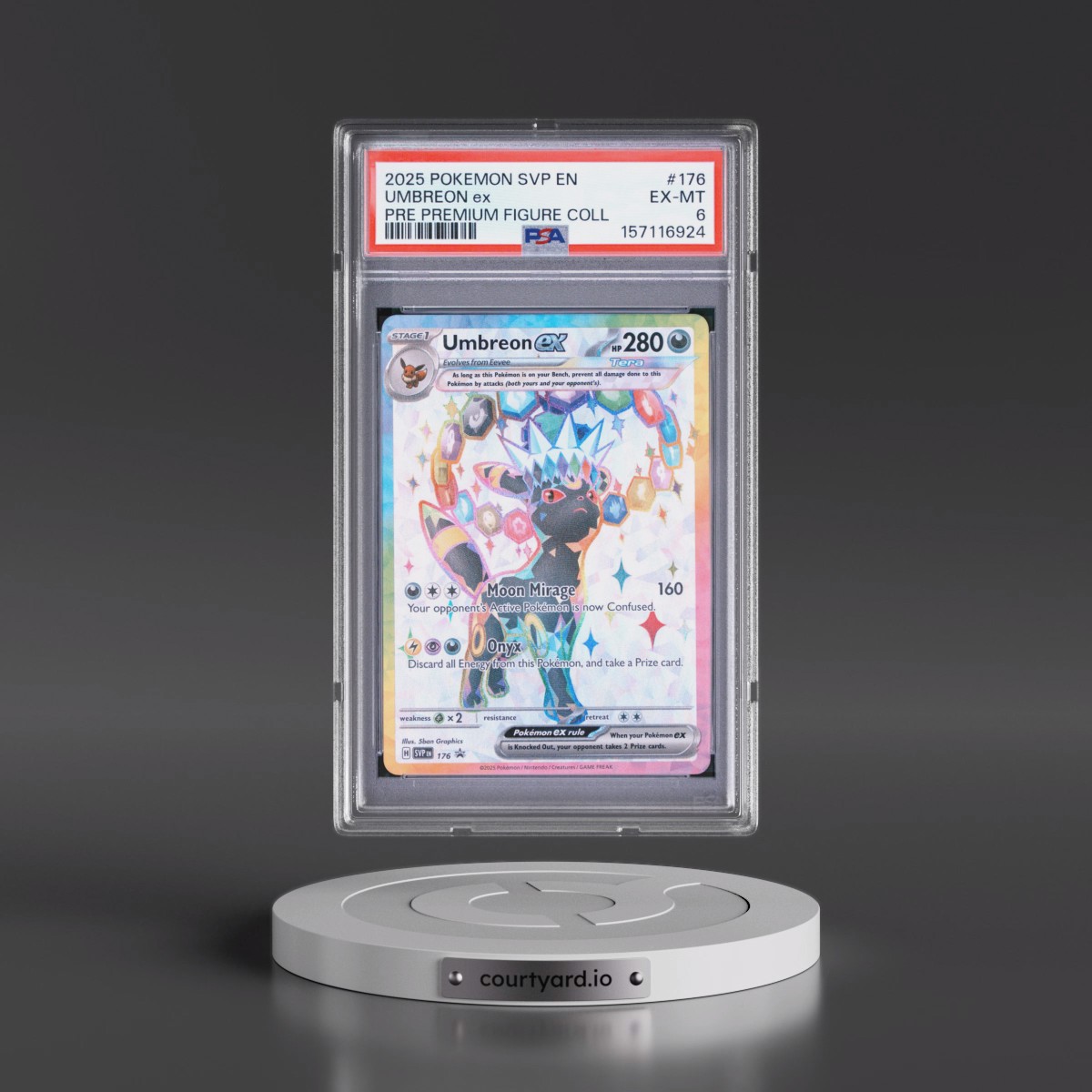 2025 Pokémon Svp EN-SV Black Star Promo #176 Umbreon EX - Holo Prismatic Evolutions Premium Figure Collection (PSA 6 EX-MT)