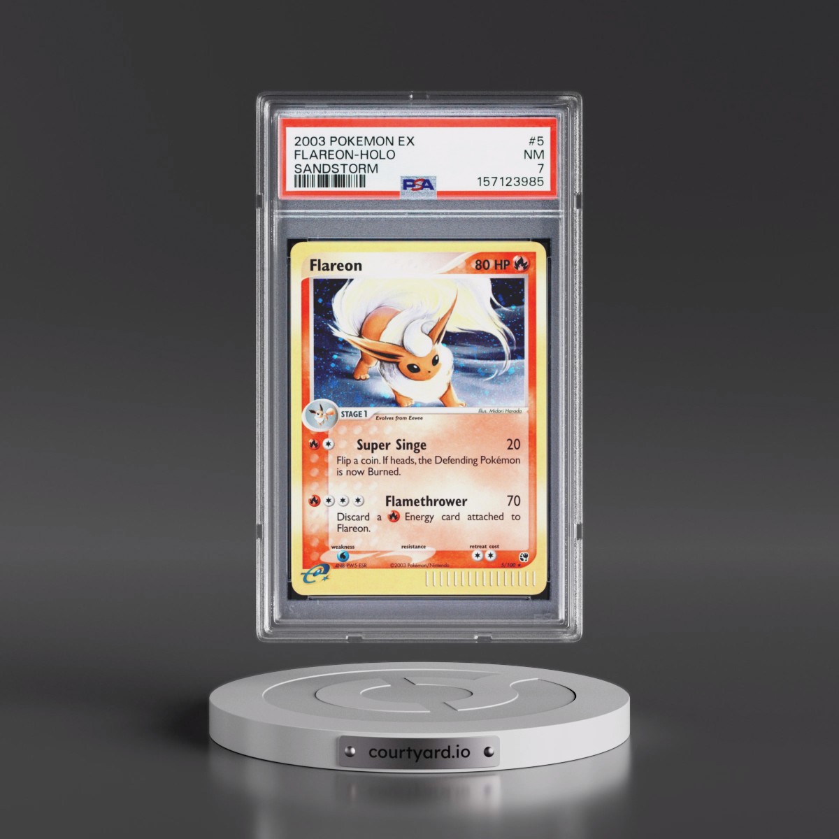 2003 Pokémon EX Sandstorm #5 Flareon - Holo (PSA 7 NM)