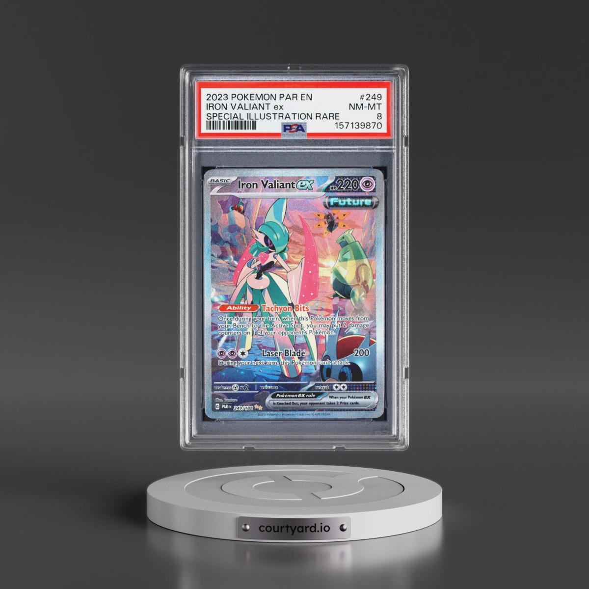 2023 Pokémon Par EN-Paradox Rift Iron Valiant EX - Holo Special Illustration Rare #249 PSA 8
