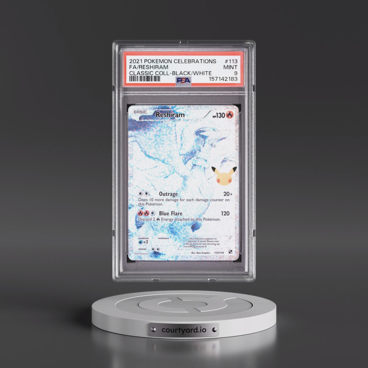 2021 Pokémon Celebrations Classic Collection #113 Reshiram - Full Art (PSA 9 MINT)