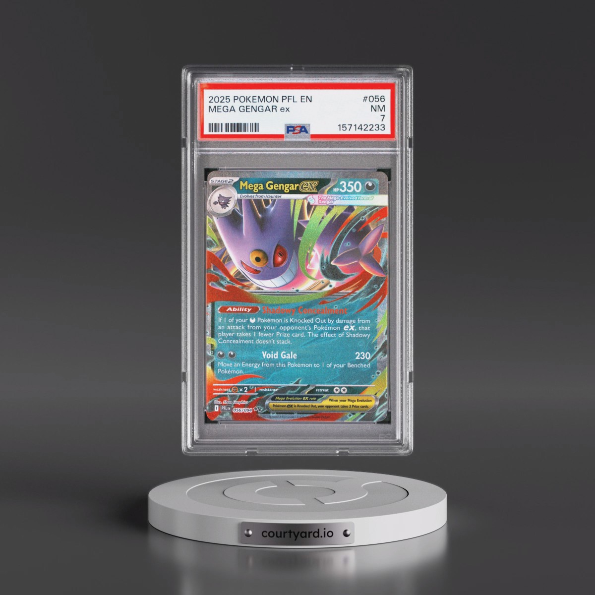 2025 Pokémon Pfl EN-Phantasmal Flames #056 Mega Gengar EX - Holo (PSA 7 NM)