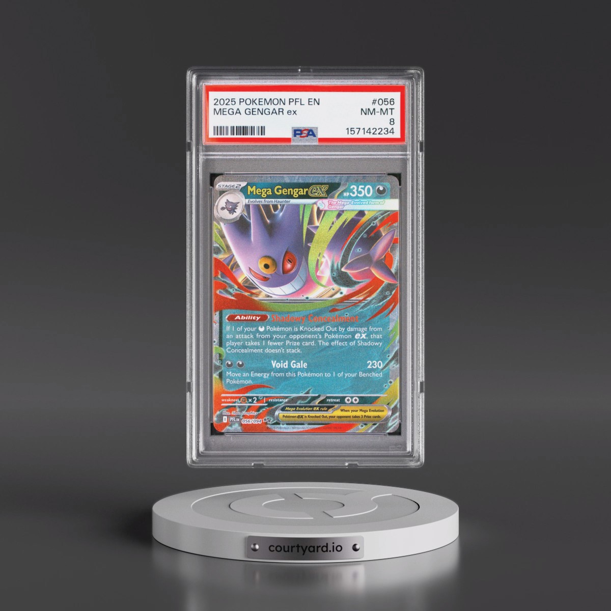2025 Pokémon Pfl EN-Phantasmal Flames #056 Mega Gengar EX - Holo (PSA 8 NM-MT)