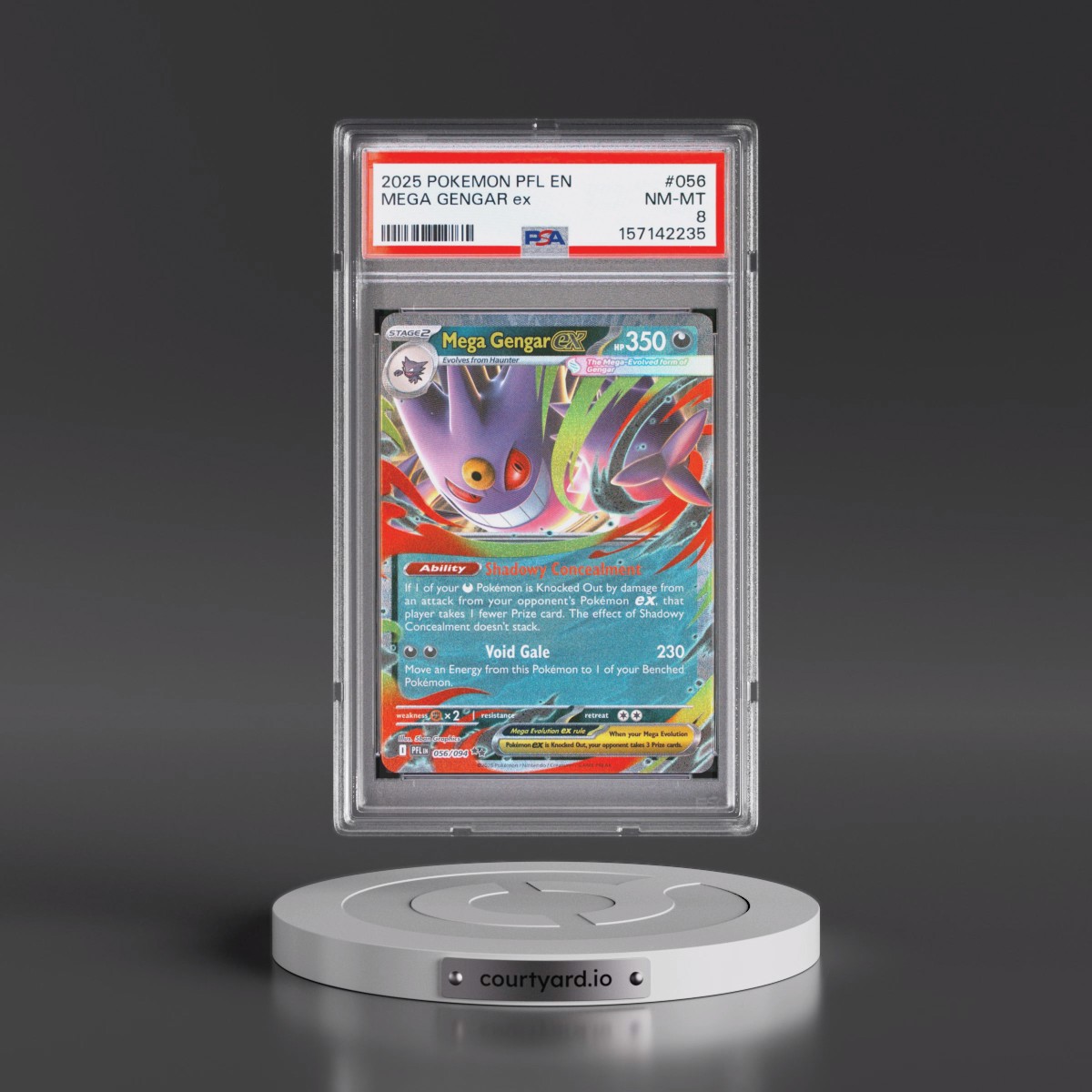 2025 Pokémon Pfl EN-Phantasmal Flames #056 Mega Gengar EX - Holo (PSA 8 NM-MT)