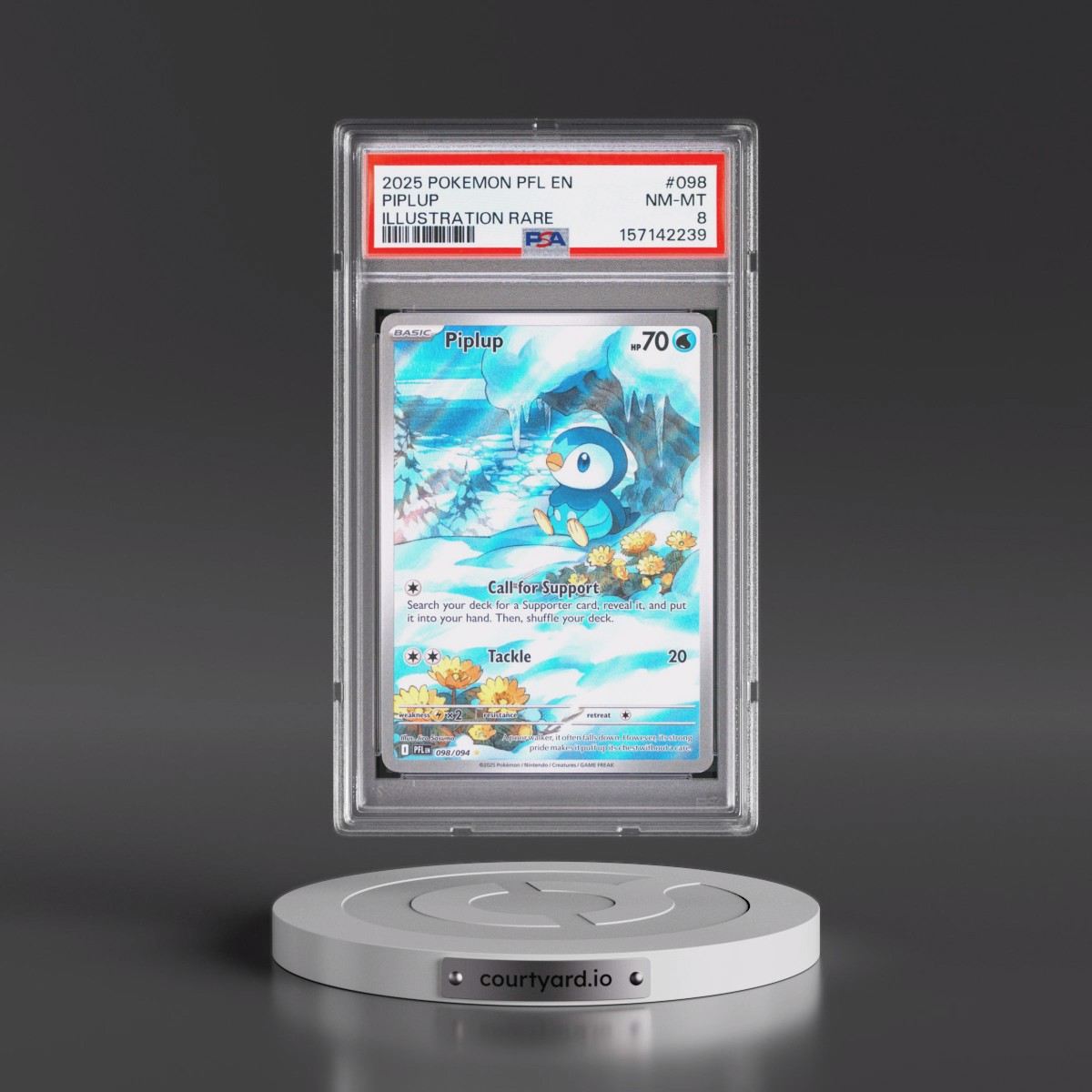 2025 Pokémon Pfl EN-Phantasmal Flames #098 Piplup - Illustration Rare (PSA 8 NM-MT)