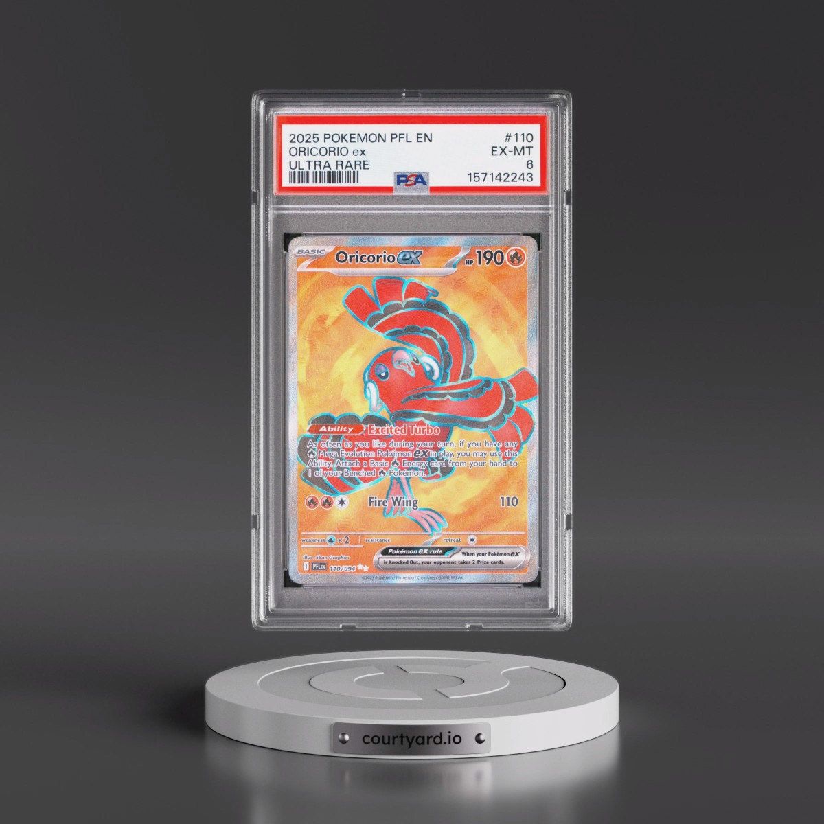 2025 Pokémon Pfl EN-Phantasmal Flames #110 Oricorio EX - Holo Ultra Rare (PSA 6 EX-MT)