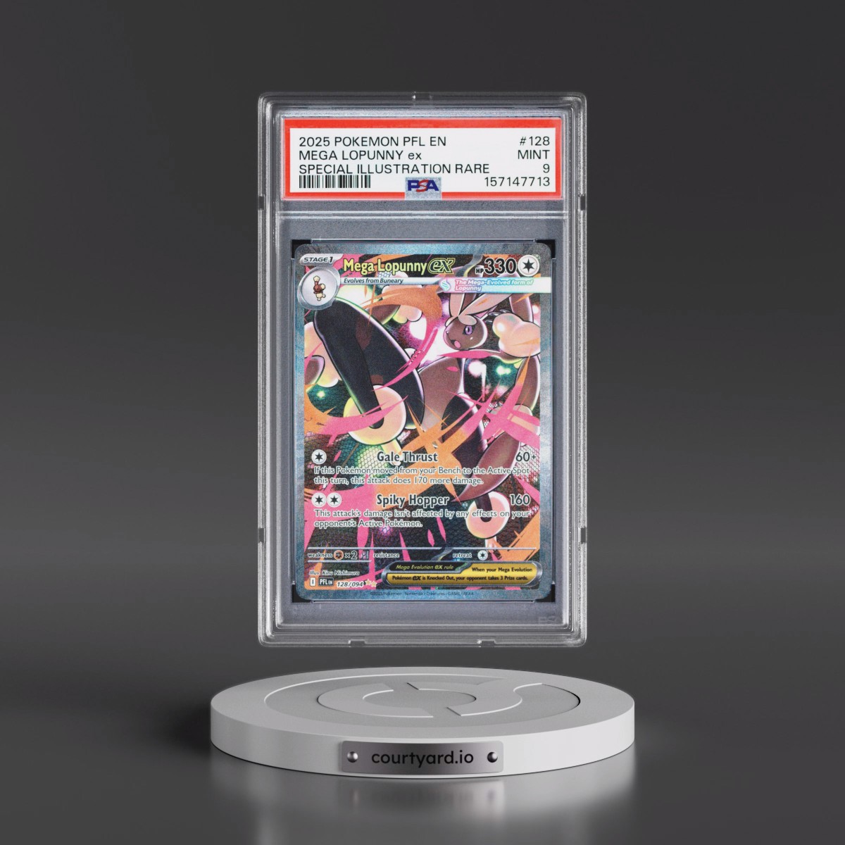 2025 Pokémon Pfl EN-Phantasmal Flames #128 Mega Lopunny EX - Holo Special Illustration Rare (PSA 9 MINT)