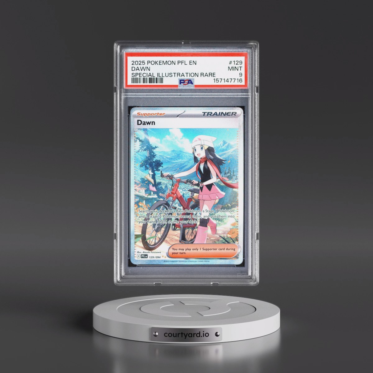 2025 Pokémon Pfl EN-Phantasmal Flames #129 Dawn - Special Illustration Rare (PSA 9 MINT)