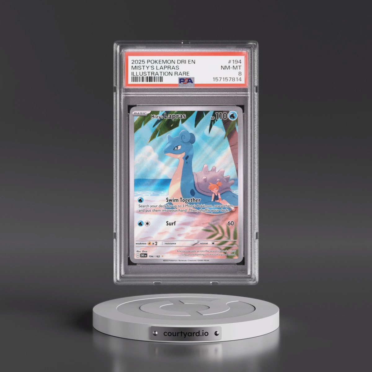 2025 Pokémon Dri EN-Destined Rivals #194 Misty's Lapras - Illustration Rare (PSA 8 NM-MT)