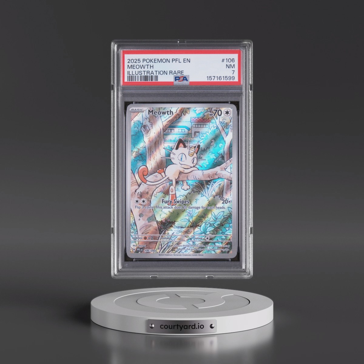 2025 Pokémon Pfl EN-Phantasmal Flames #106 Meowth - Illustration Rare (PSA 7 NM)